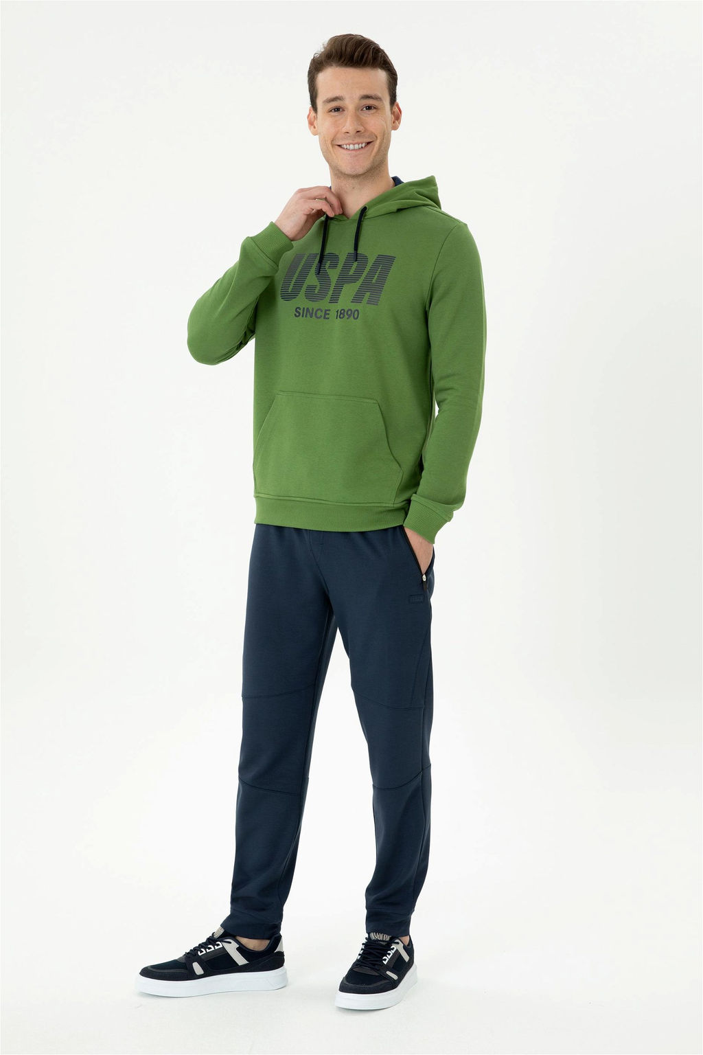 U. S. Polo Assn Мужской вязаный кардиган антрацитового меланжевого цвета с капюшоном - U.s. polo assn фото 10