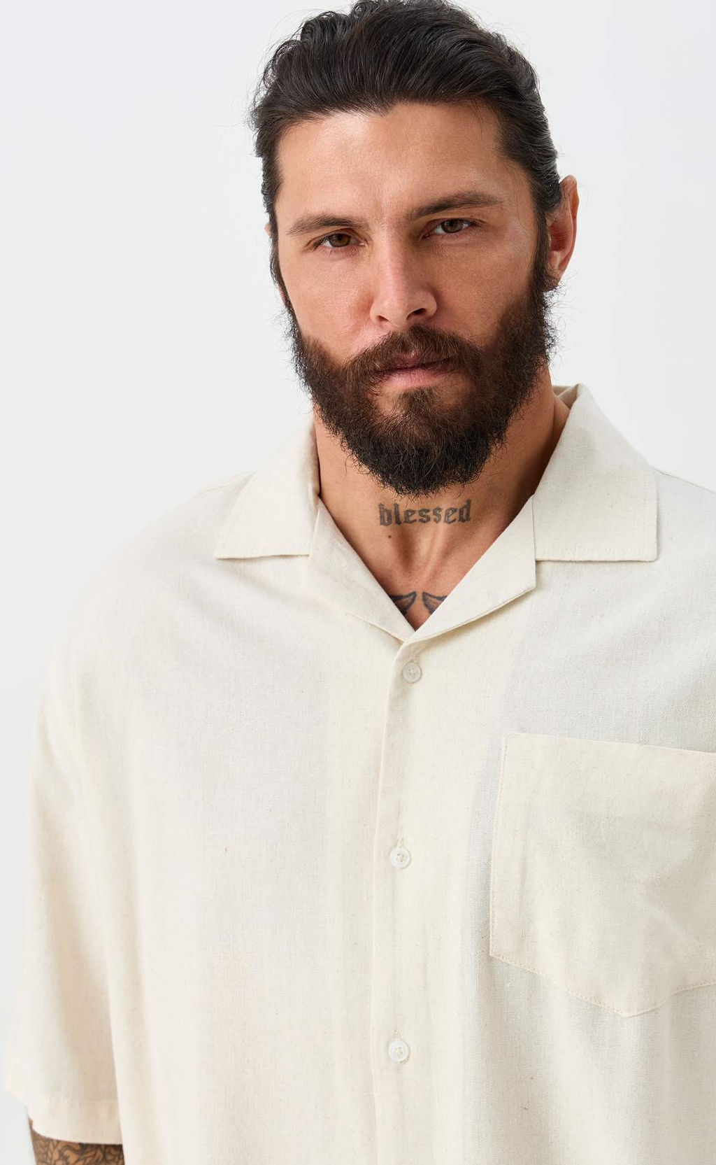 Рубашка к/р лен F611-0423 beige - Fine joyce фото 5