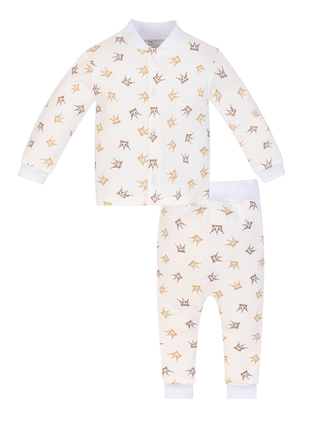 Кофточка ясельная молочная с принтом короны