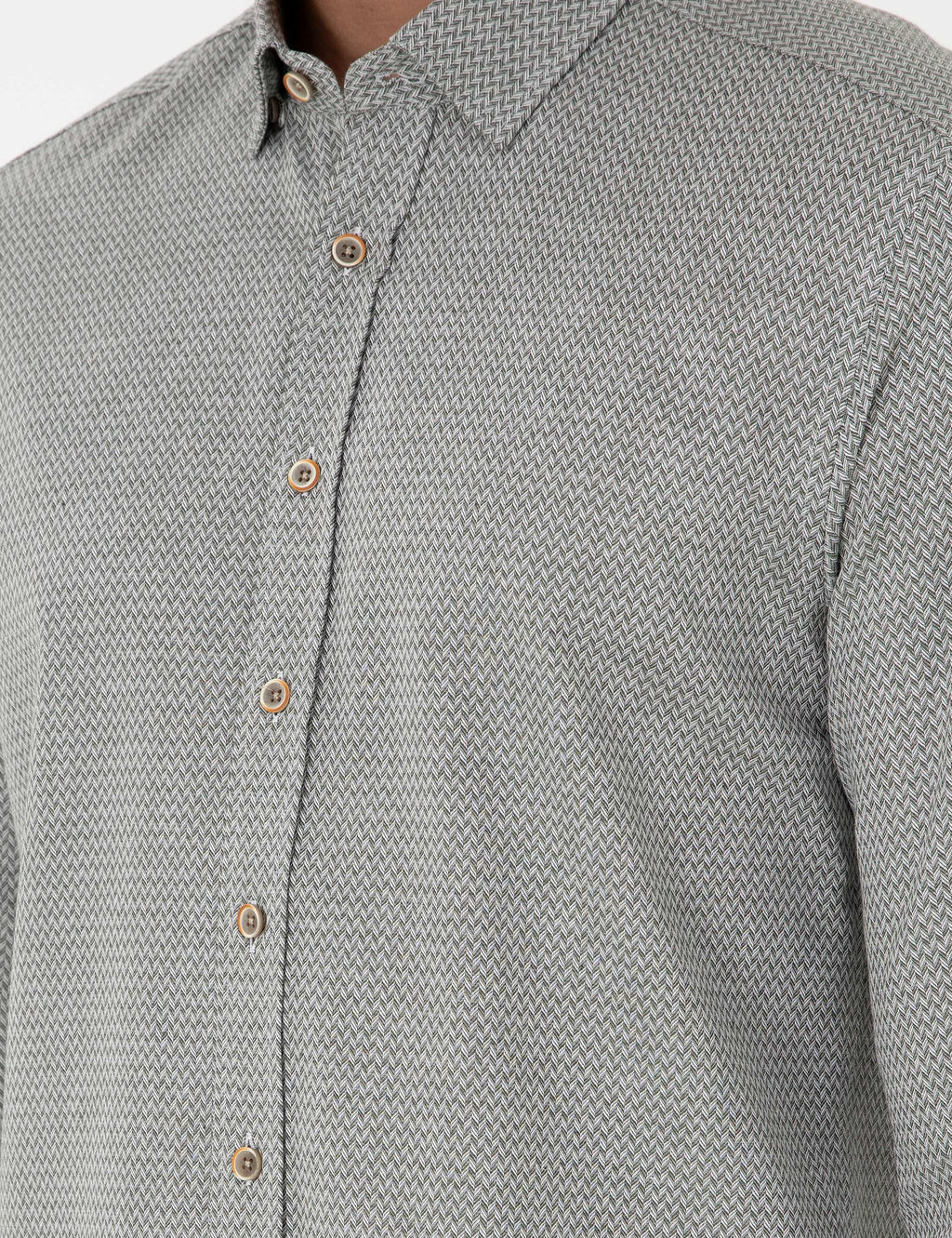 Рубашка Pierre Cardin Slim Fit светло‑хаки с длинным рукавом