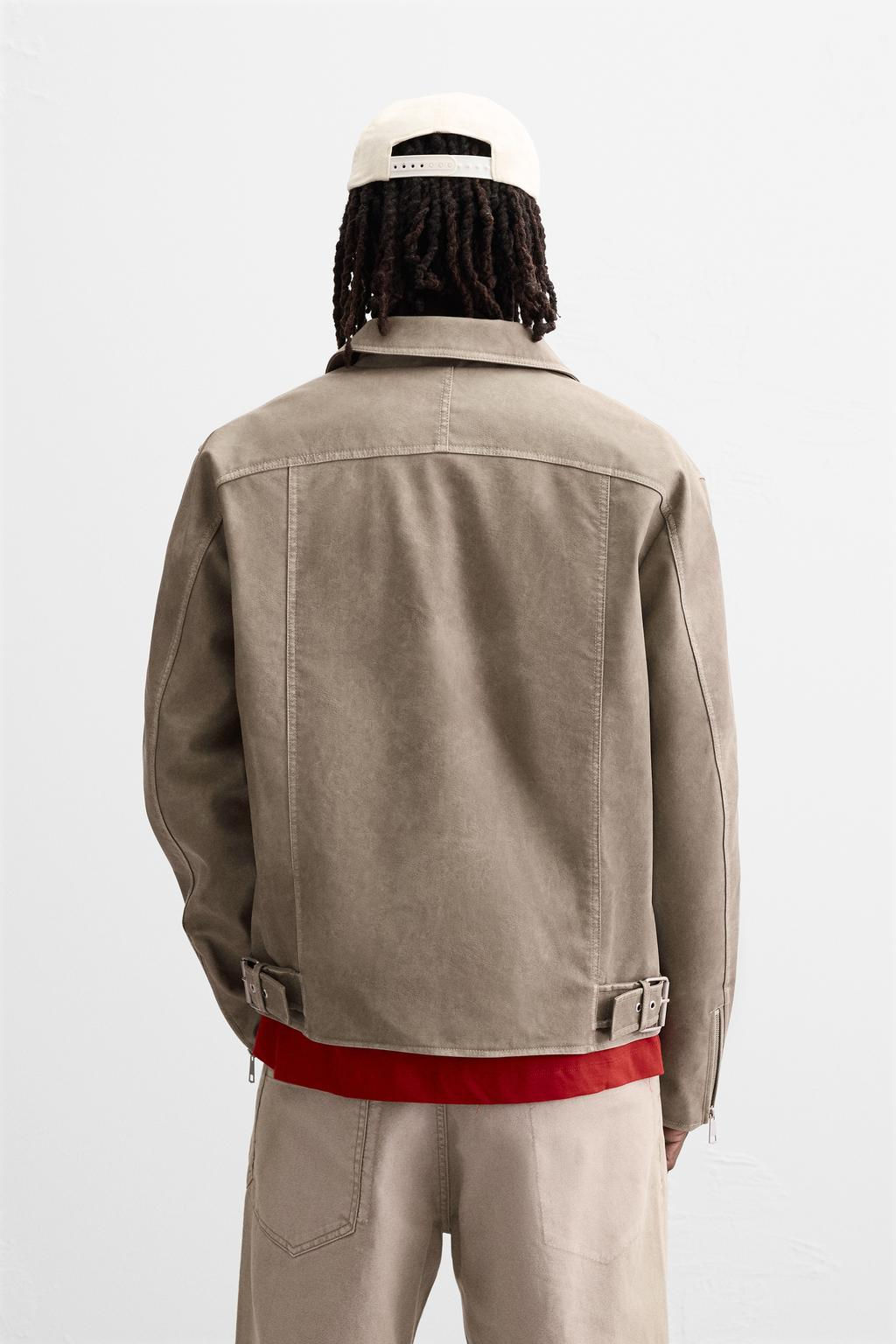 FADED LEATHER EFFECT JACKET - Zara фото 3