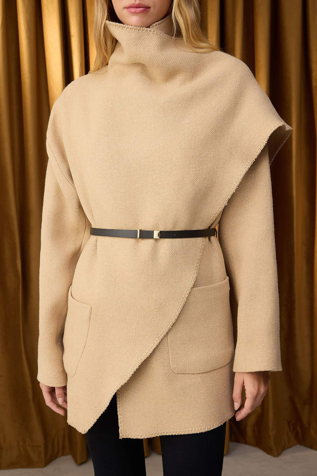 Ozel Koleksiyon Bej Sal Detayl? Oversize K?sa Kaban TWOAW26KB00046 - Trendyolmilla фото 5