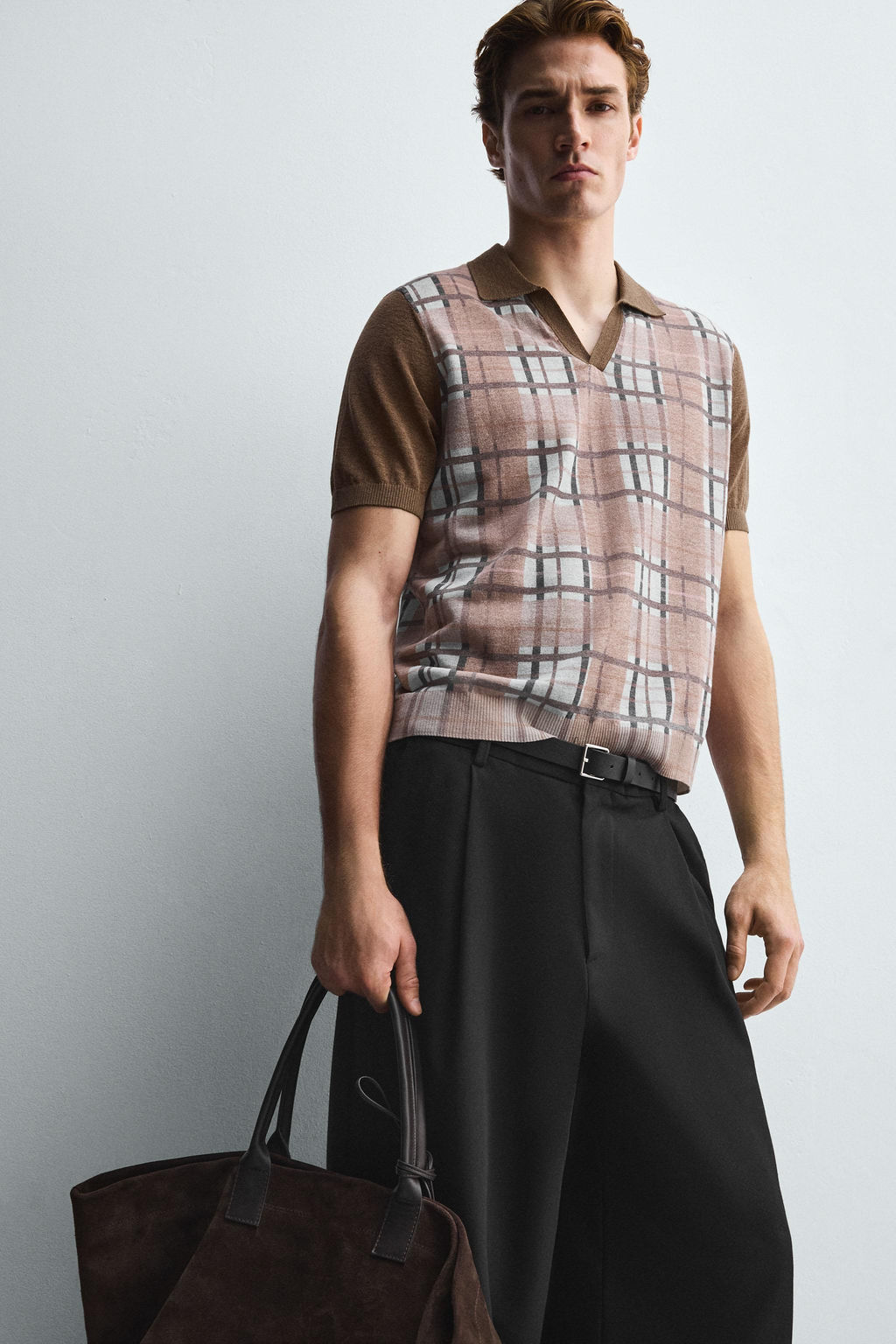 CHECK PRINT KNIT POLO SHIRT - Zara фото 6