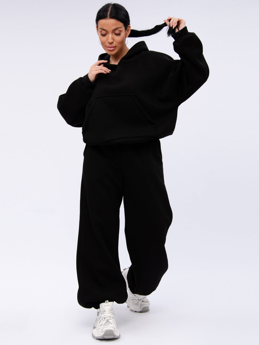 Джоггеры "БЖ-46" чёрные, футер 3-х нитка начес