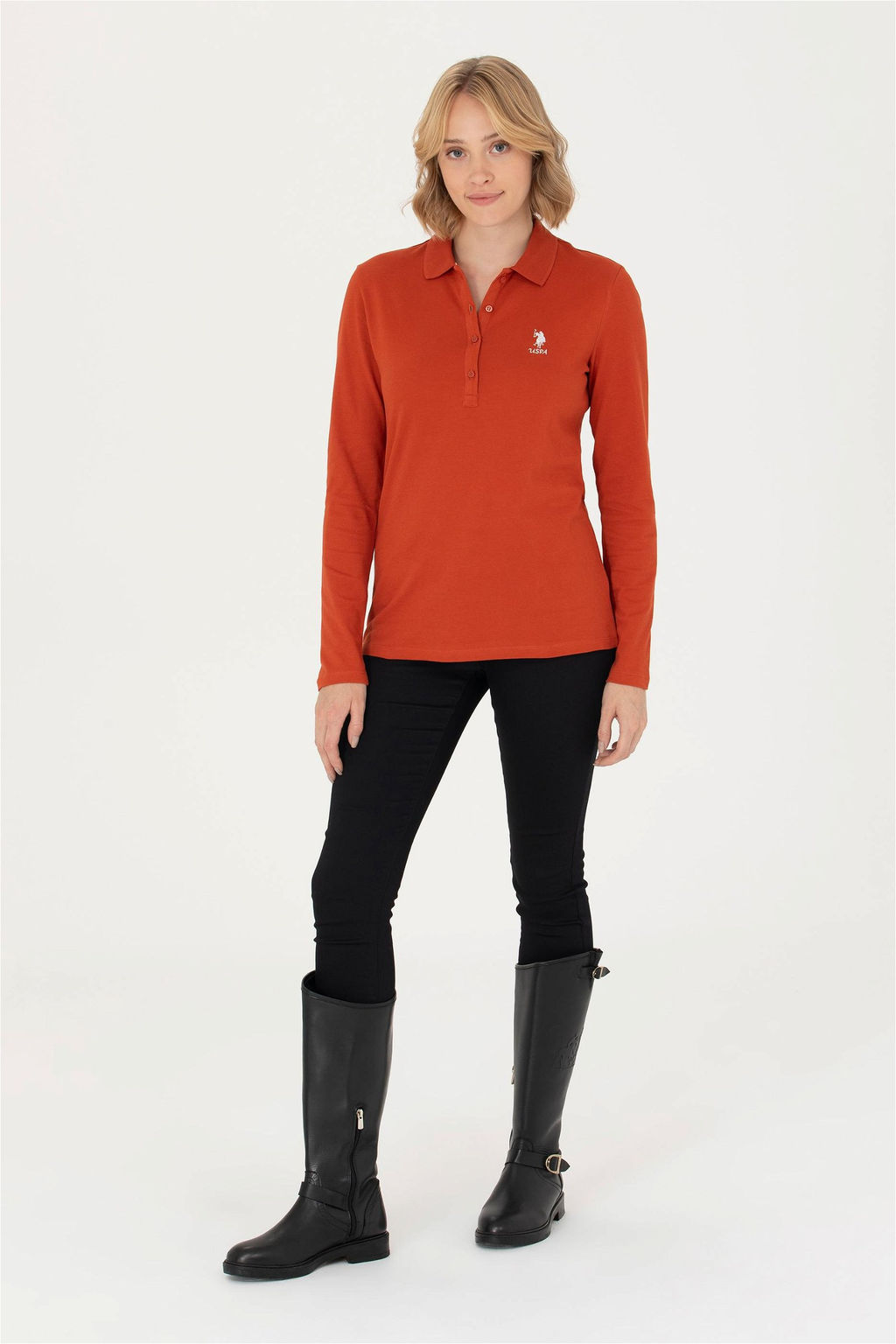 Женский базовый свитшот с воротником поло и плиткой Неожиданная скидка в корзине - U.s. polo assn фото 4