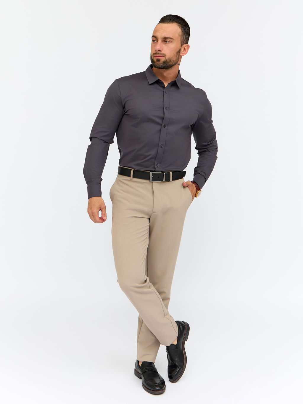 Рубашка трикотажная мужская GREG SK330/137/0375/ZN/1p STRETCH