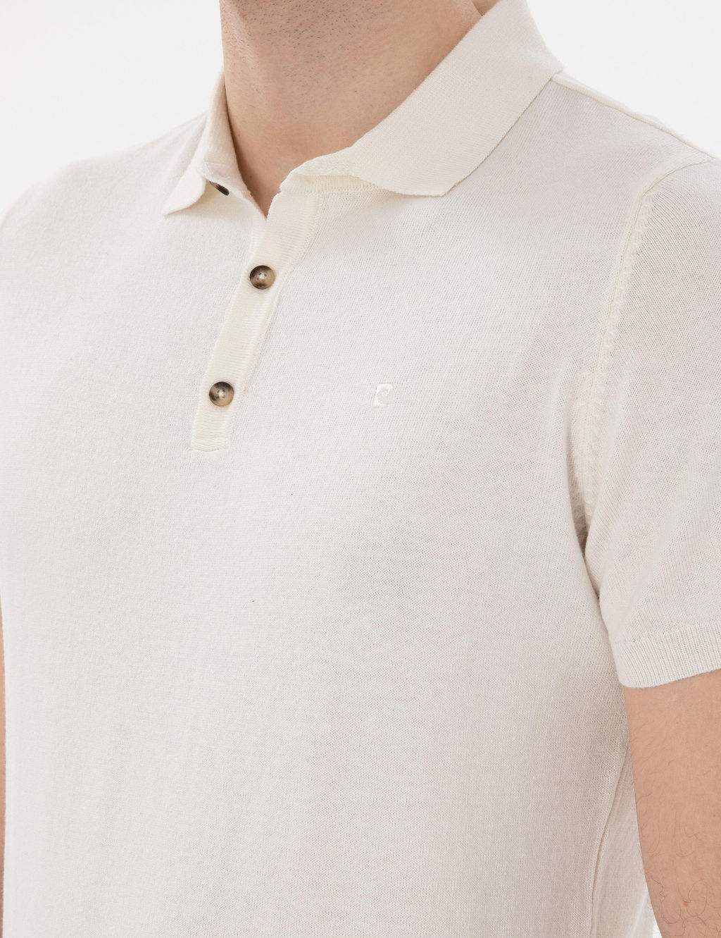 Ekru Slim Fit D__meli Polo Yaka Triko Ti__rt - Pierre cardin фото 7