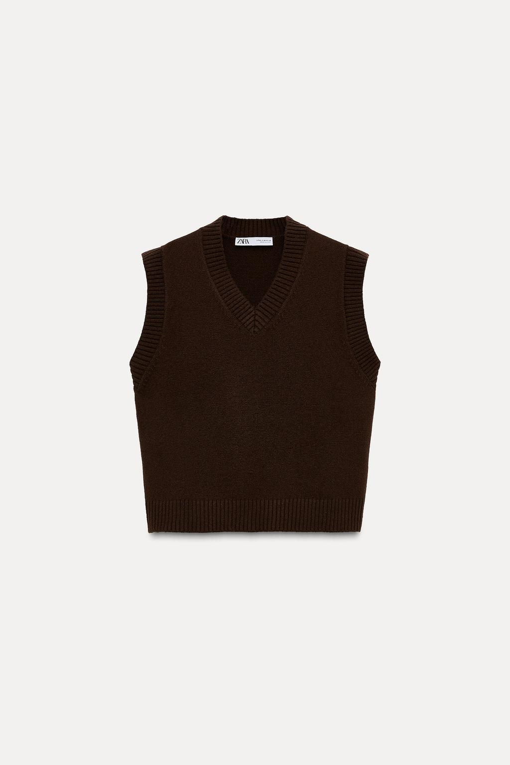 PLAIN KNIT SLEEVELESS JUMPER - Zara фото 14