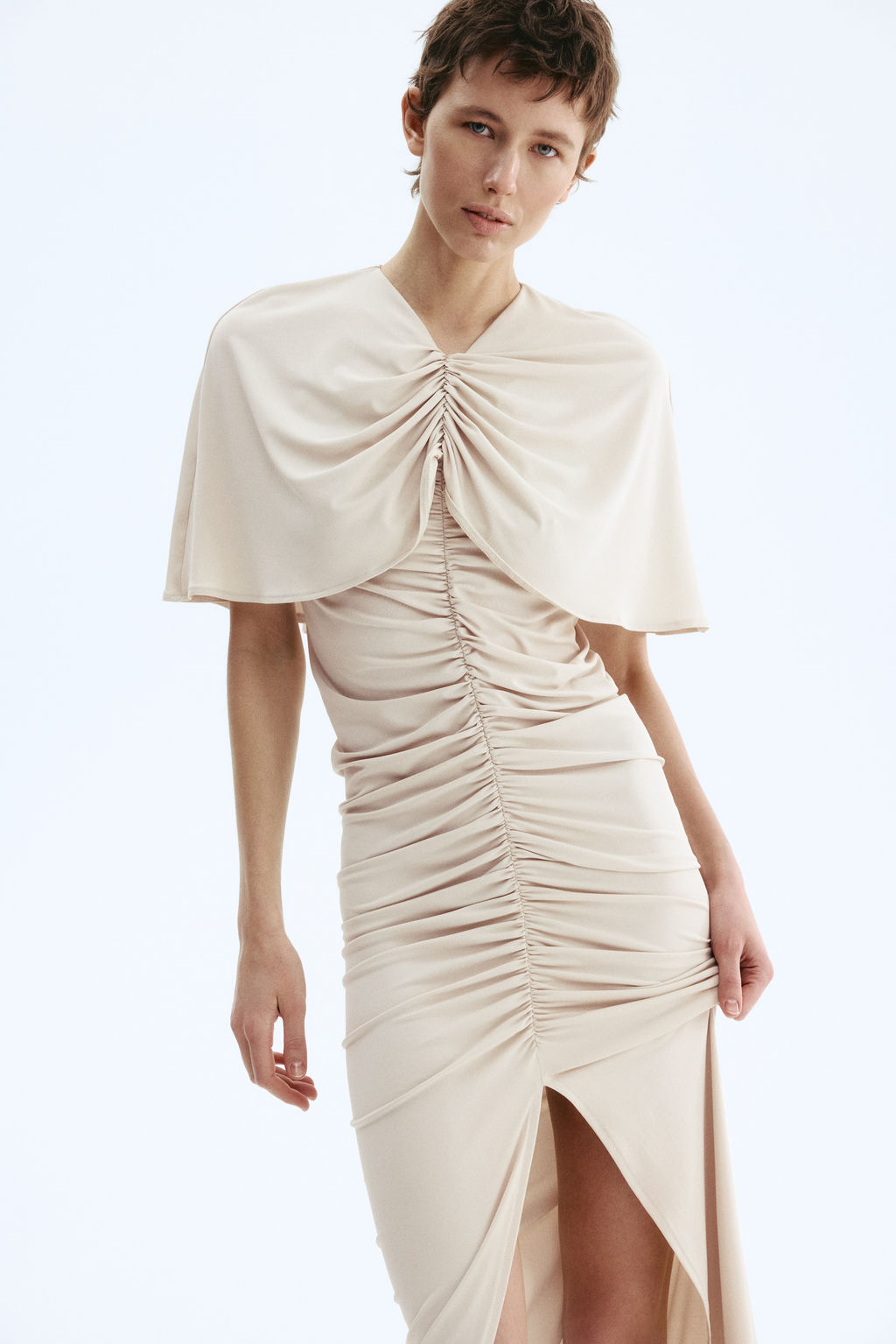Vestido drapeado con capa decorativa - H&m фото 2