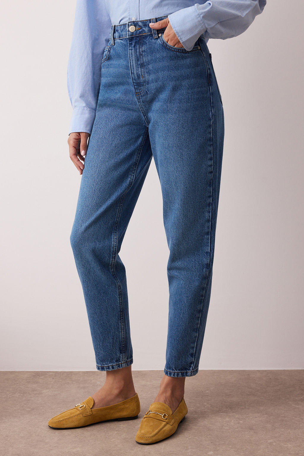 Ac?k Mavi Yuksek Bel Mom Jeans TWOSS25JE00277 - Trendyolmilla фото 9