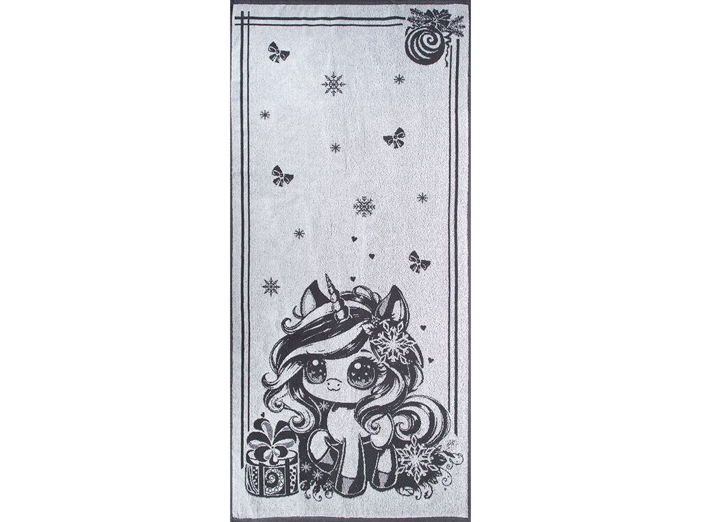 Полотенце махровое 6с102.411ж1 Аниме-единорог (графит5) 67х150см