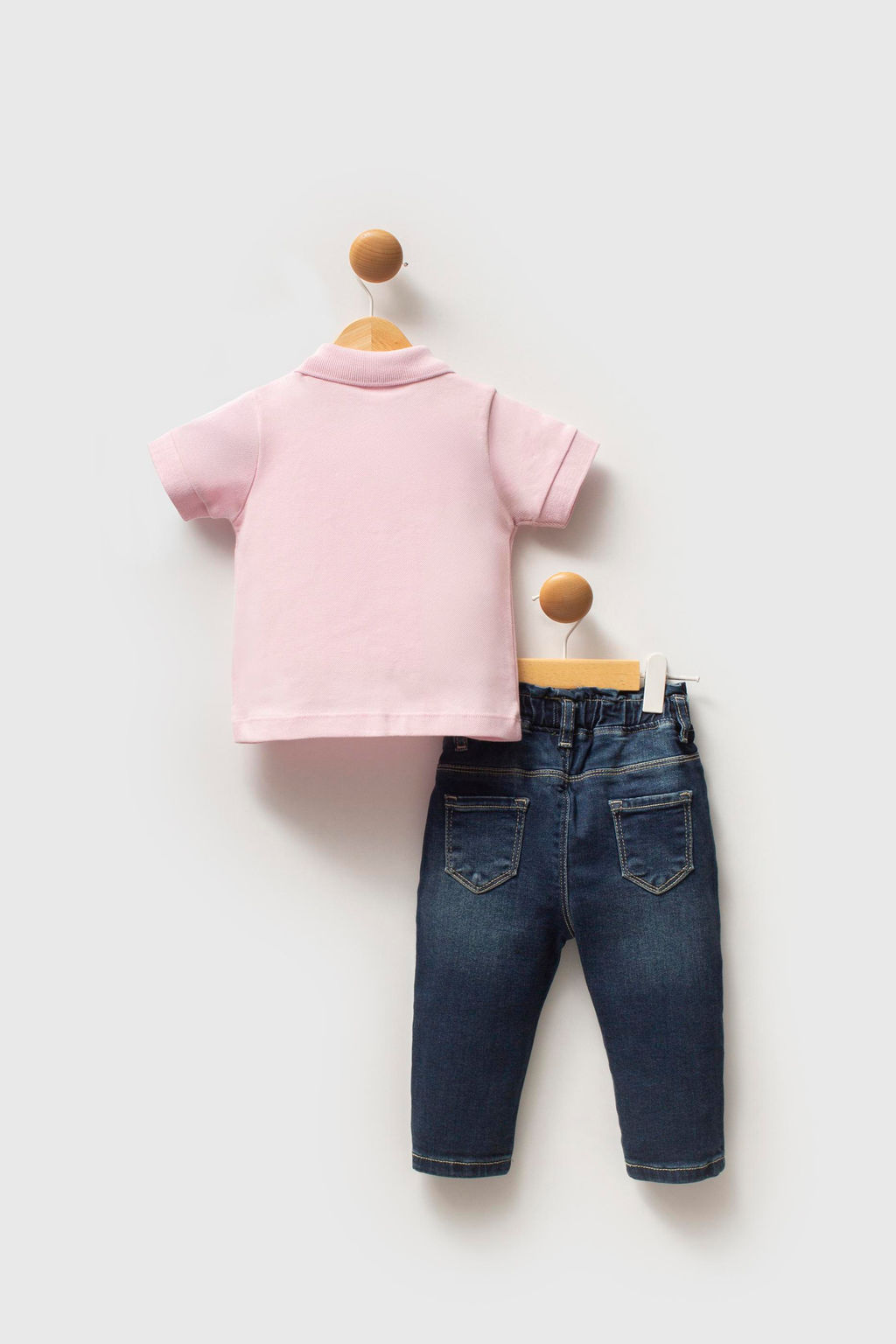 K_z Bebek Toz Pembe Polo Yaka Ti__rt Jean Pantolon Tak_m 2li - U.s. polo assn фото 2