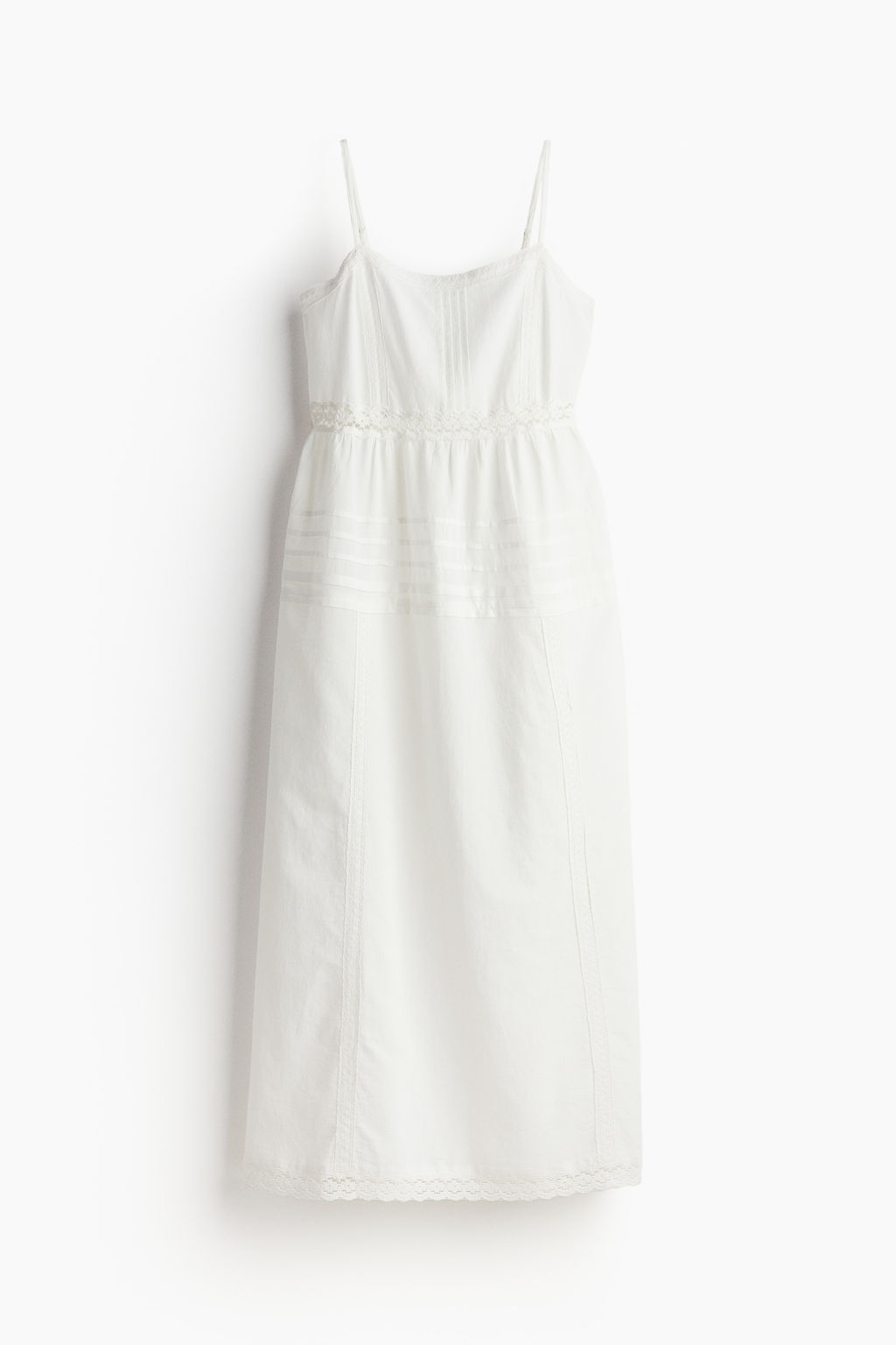 Vestido de algod?n con inserciones de encaje