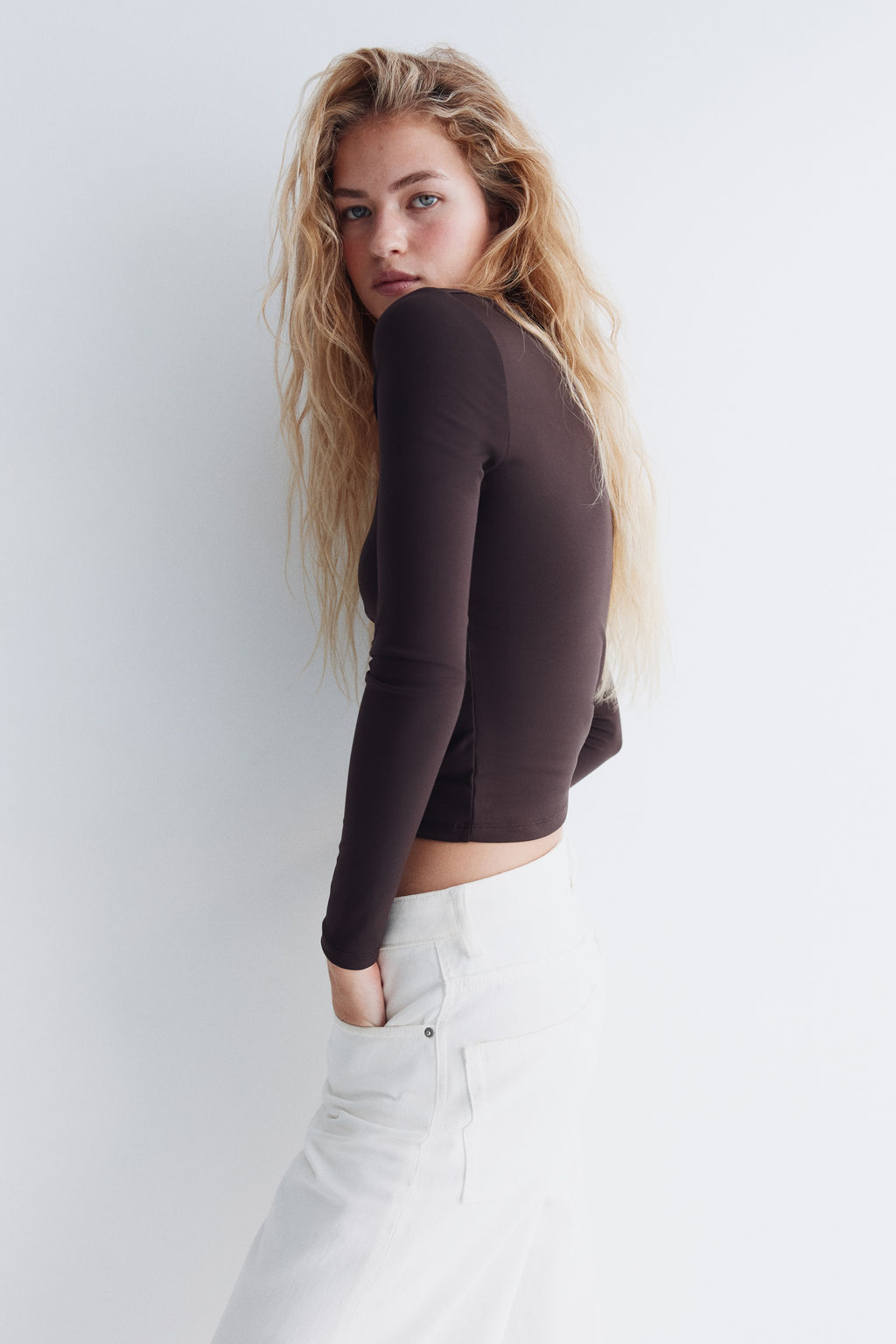 Top de manga larga en microfibra - H&m фото 6