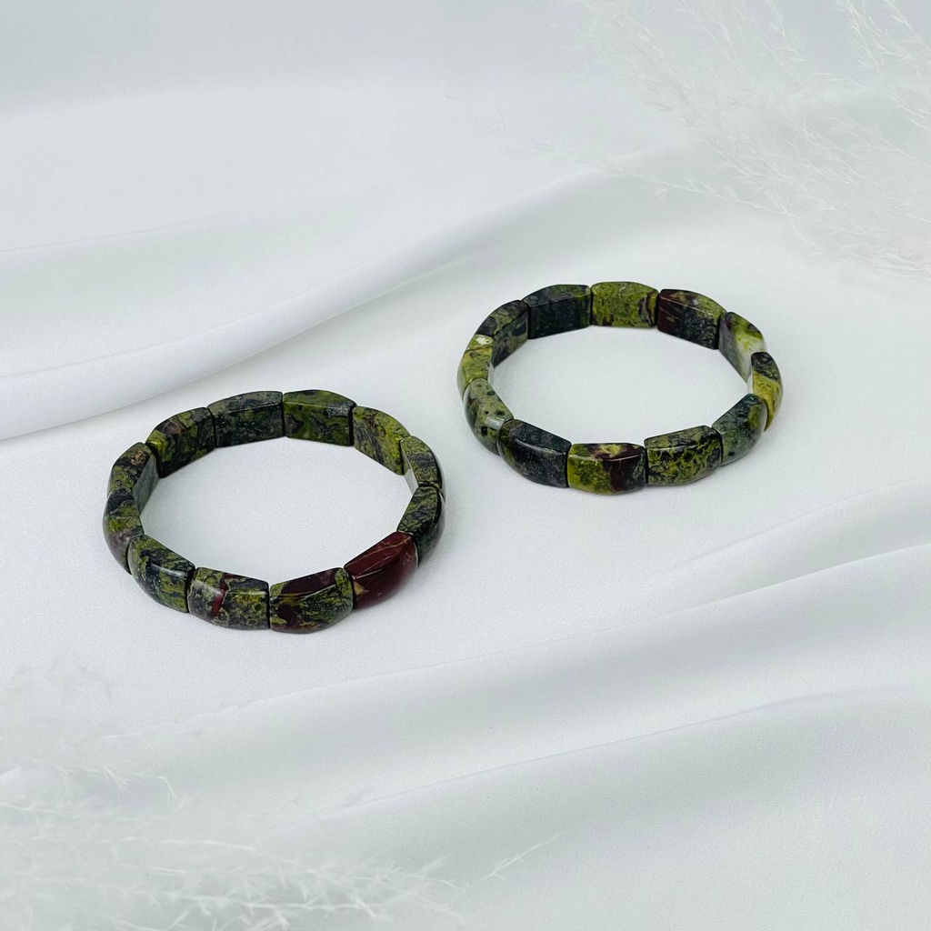 Браслет из зеленой Яшмы (Кровь дракона) 19 см - Радуга самоцветов фото 2