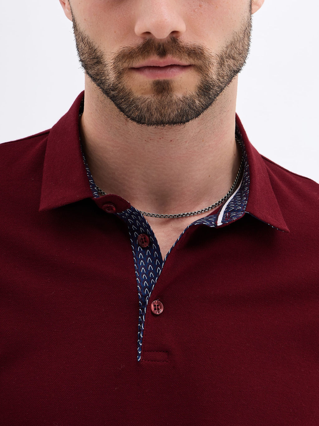 Джемпер мужской с воротником поло короткий рукав GREG G144-PO1246T-SAS2081(бордо)  фото 5