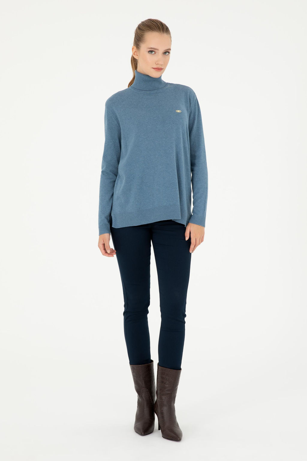 Женская синяя базовая водолазка - U.s. polo assn фото 4