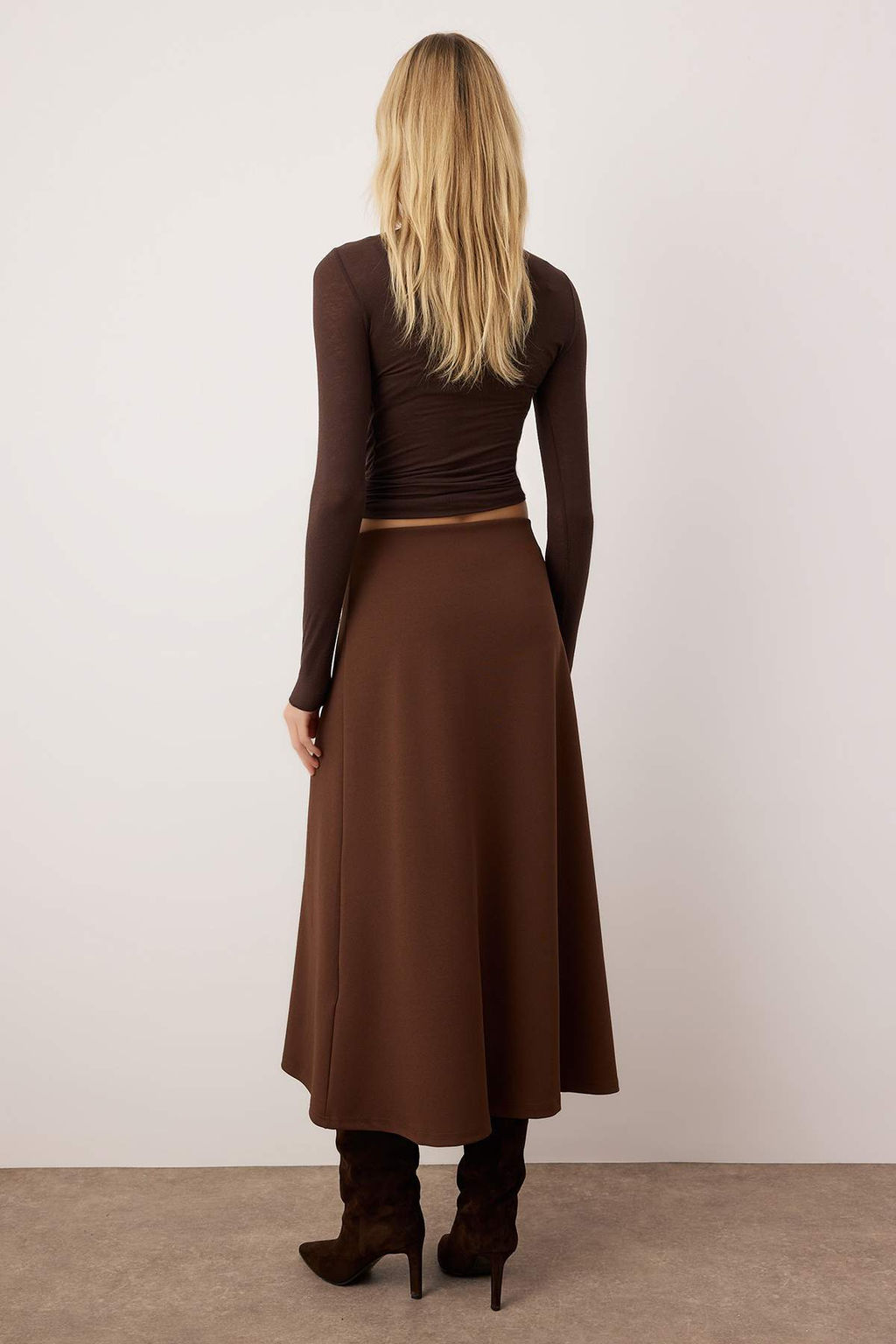 Kahverengi A Line/Can Kesim Onu Dugmeli Midi Etek TWOAW26ET00047 - Trendyolmilla фото 4