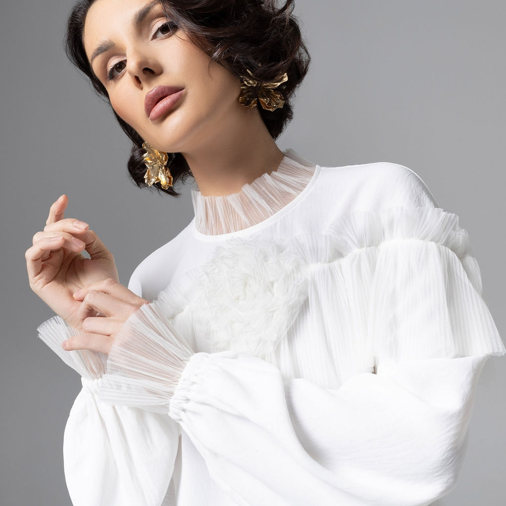 Блуза с рюшами, Мелодия сердца (белая) - Charutti фото 3