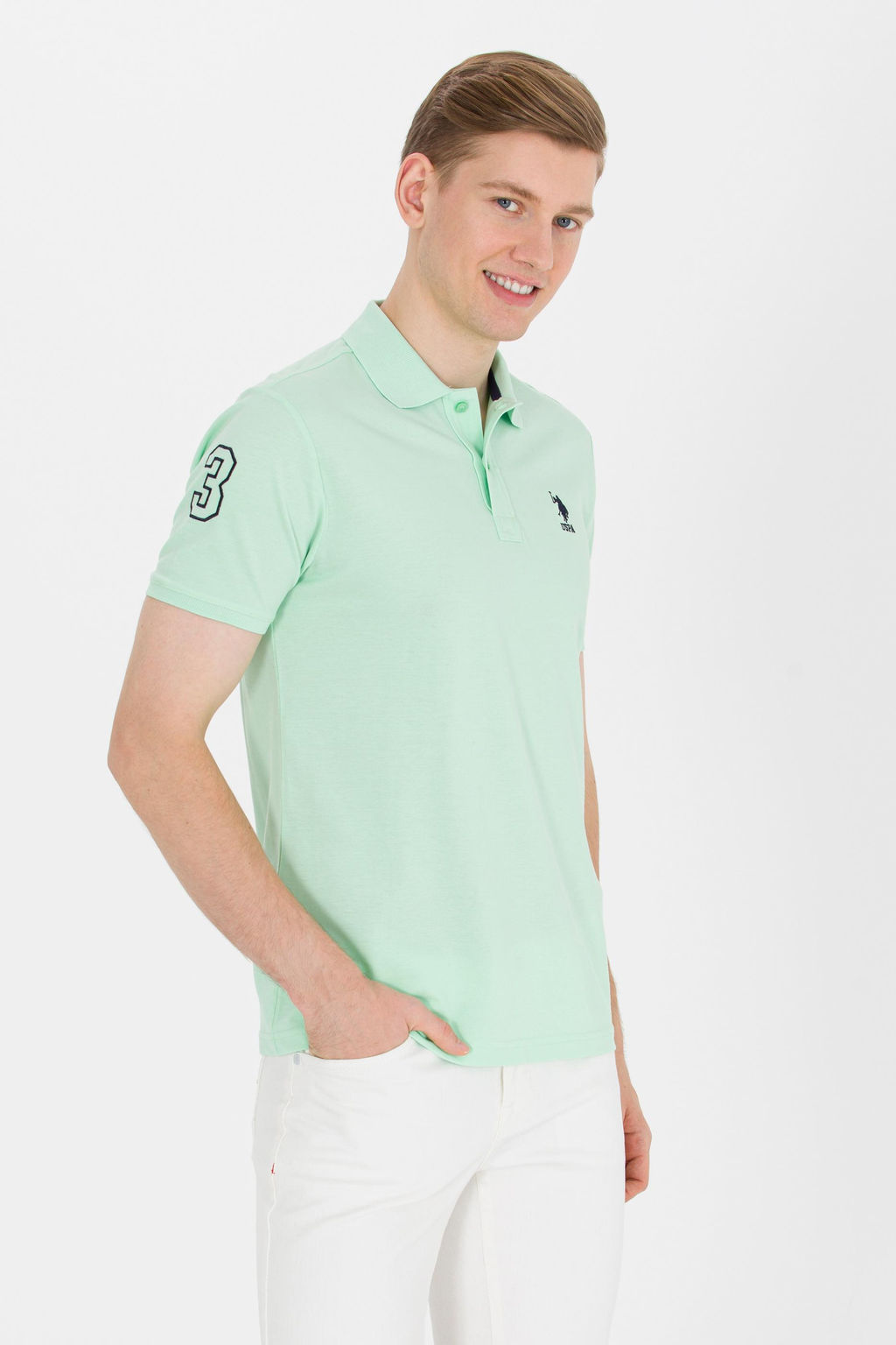Erkek Mint Ye_ili Basic Polo Yaka Ti__rt