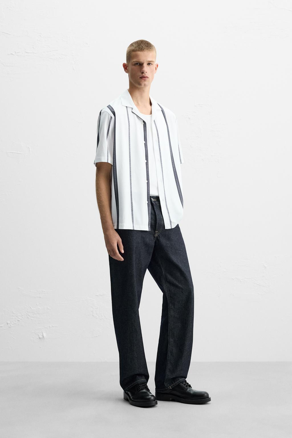 ELASTIC SHIRT WITH STRIPED PRINT - Zara фото 4