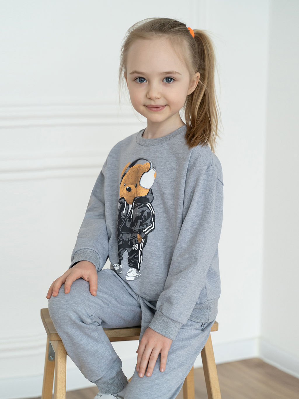 Костюм детский меланж тедди в наушниках 7045г (116, 60)