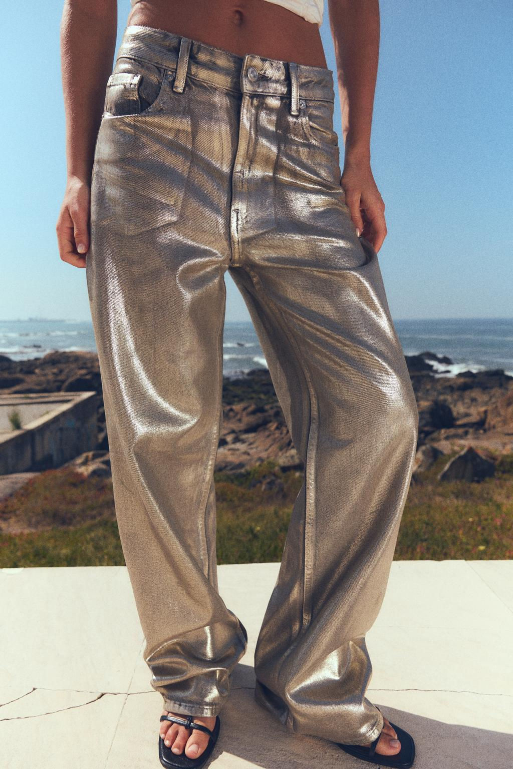TRF LOOSE FOIL MID-WAIST JEANS - Zara фото 2