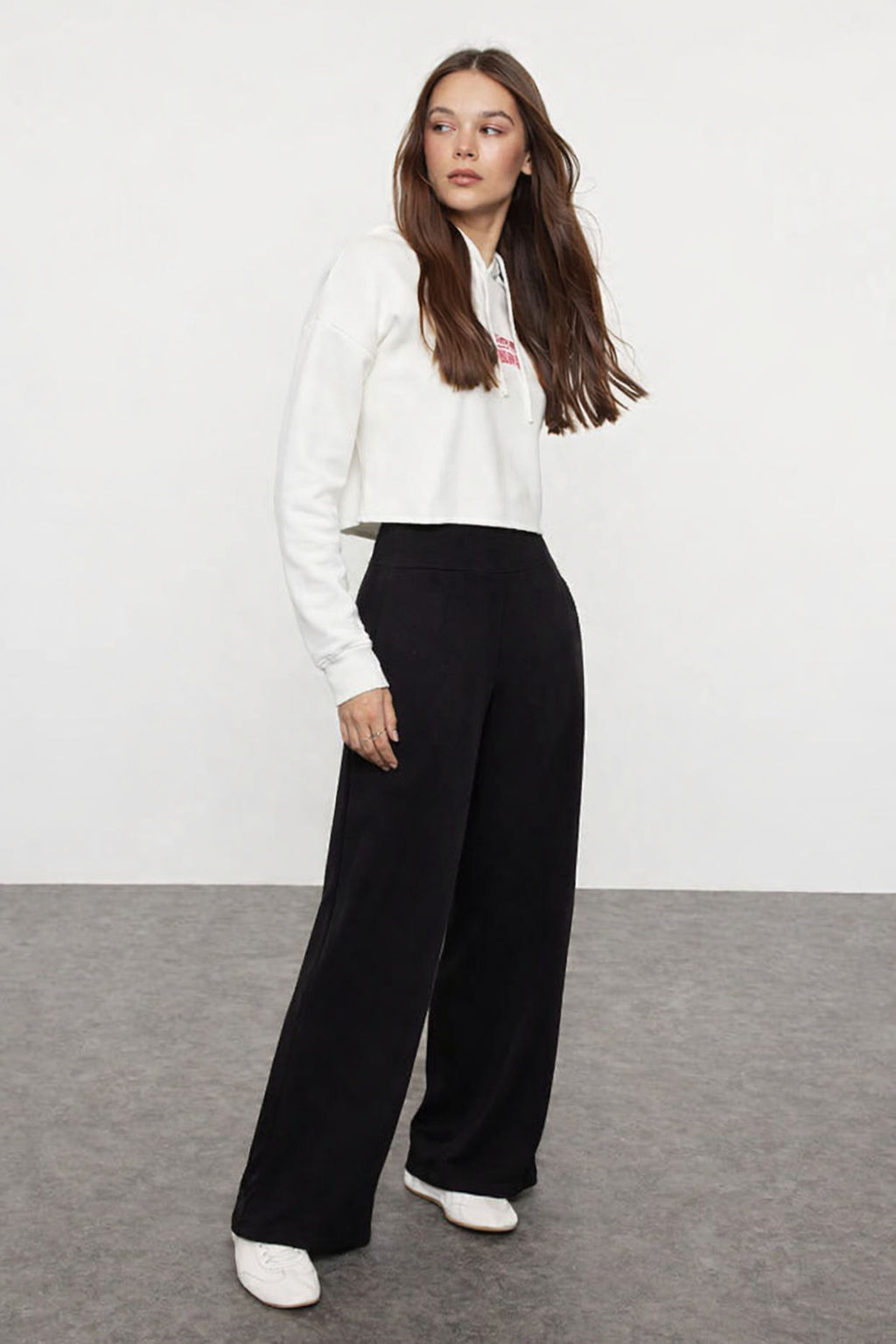 Gri Ince Ekstra Yuksek Bel Wide Leg/Genis Kesim Pantolon TWOAW25PL00026