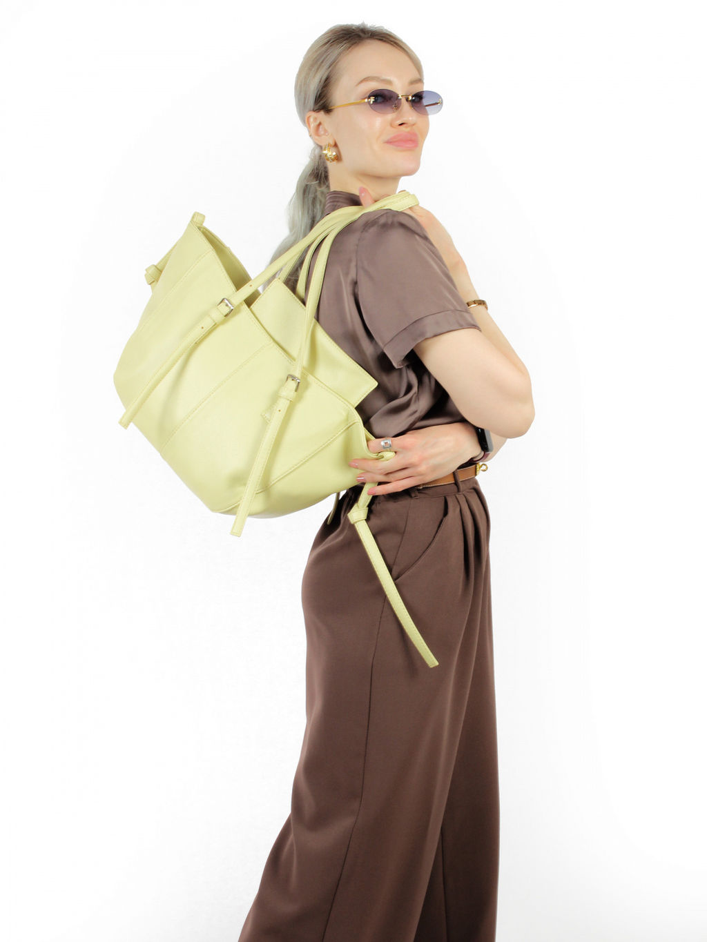 LACCOMA сумка Анна-бледно желтый эко кожа хлопок