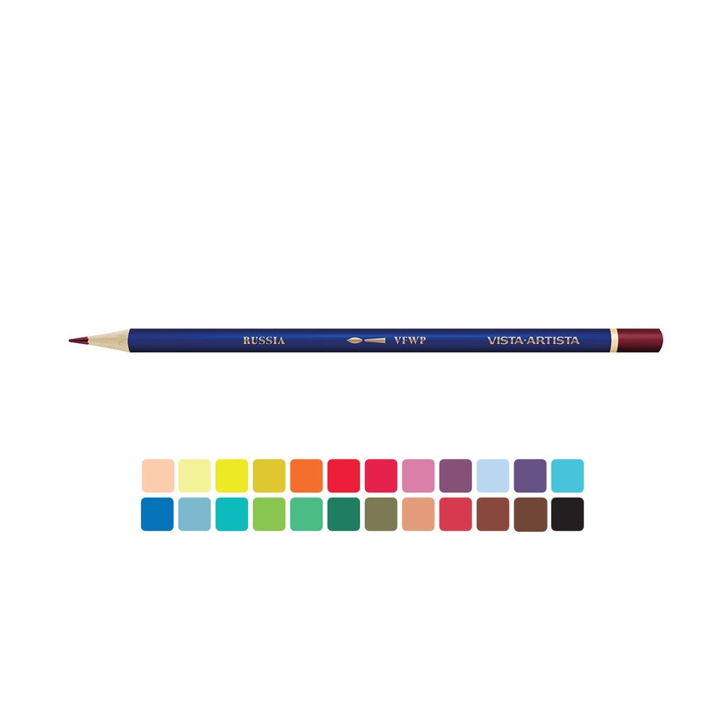 VISTA-ARTISTA Fine VFWPM-24 Акварельные карандаши набор в мет. коробке заточенный 2 х 24 цв
