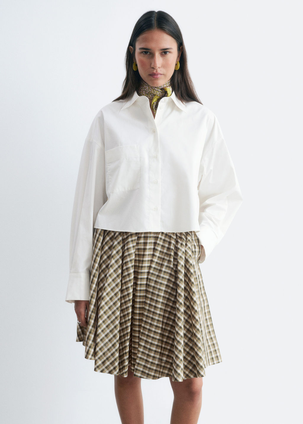 Camisa recortada en sarga de algod?n - H&m фото 3