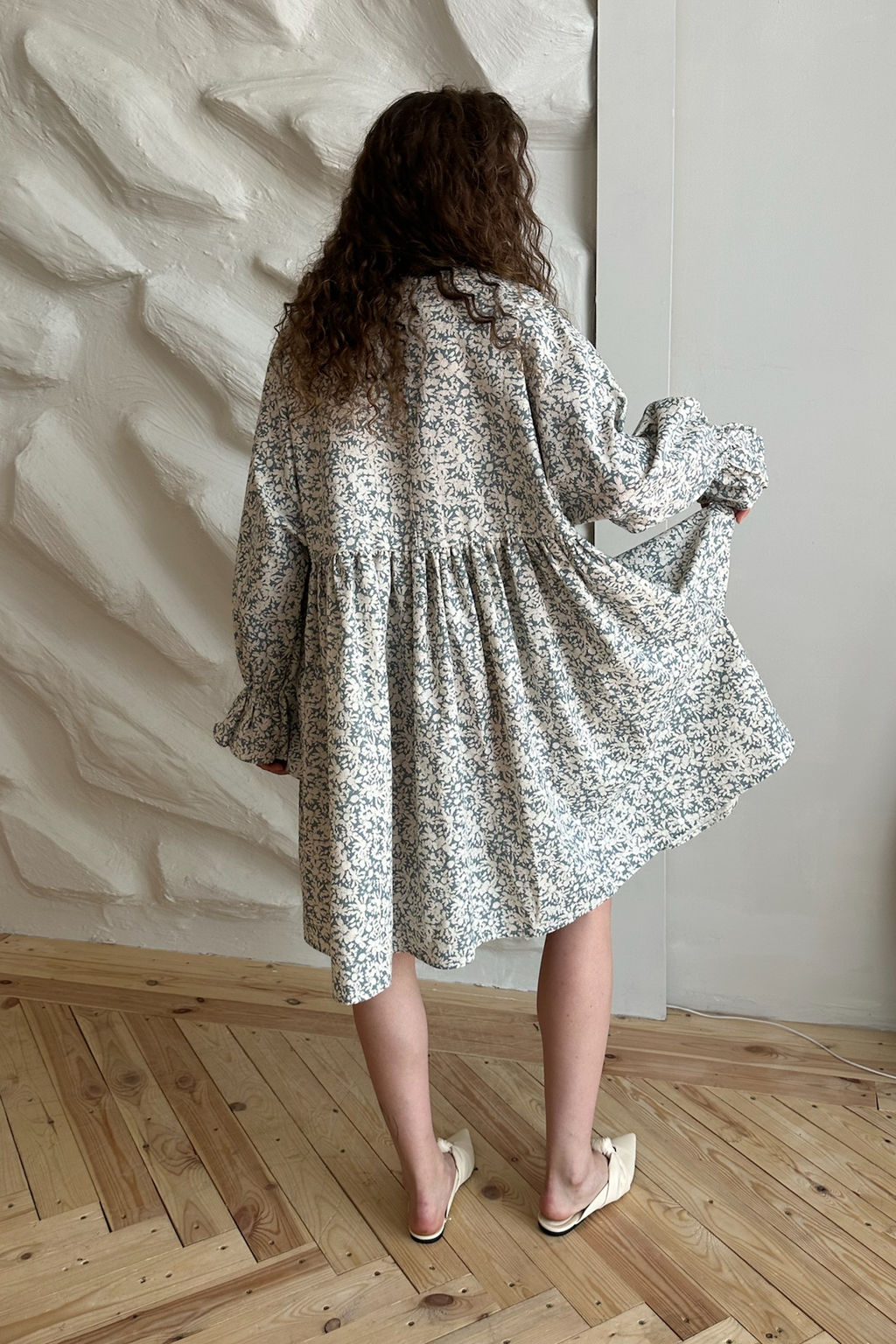 Платье PUFF059/06/Серо-голубой, белый - Rise фото 2