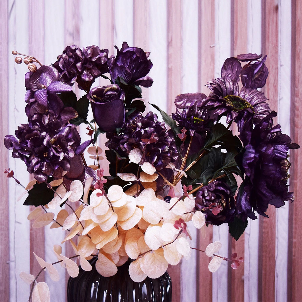 Цена за 2 шт. Искусственные цветы "FLOWERS GLAMOUR" 80см Ветка декоративная лиловая