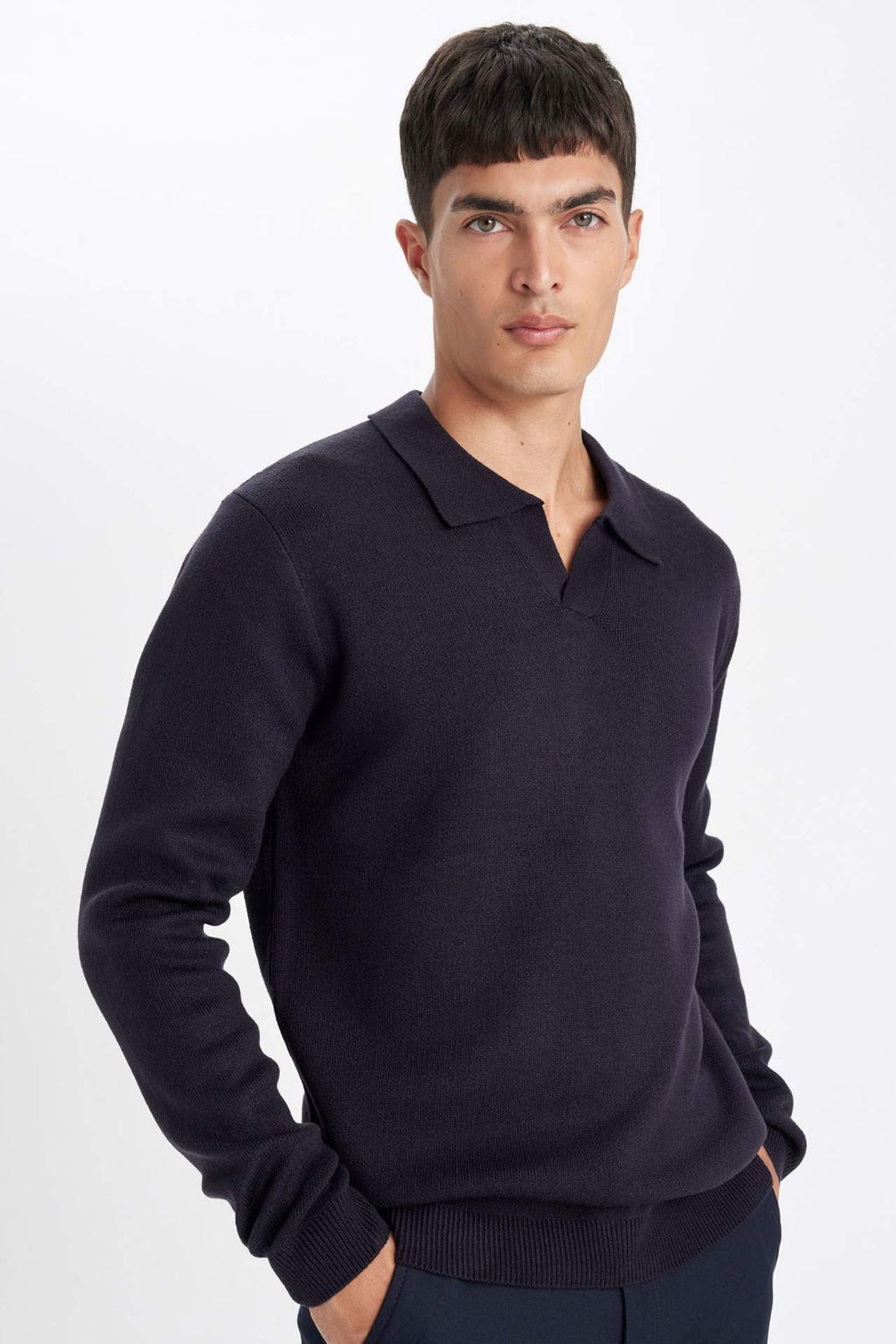 Standart Fit Normal Kesim Polo Yaka Triko Kazak - Defacto фото 5