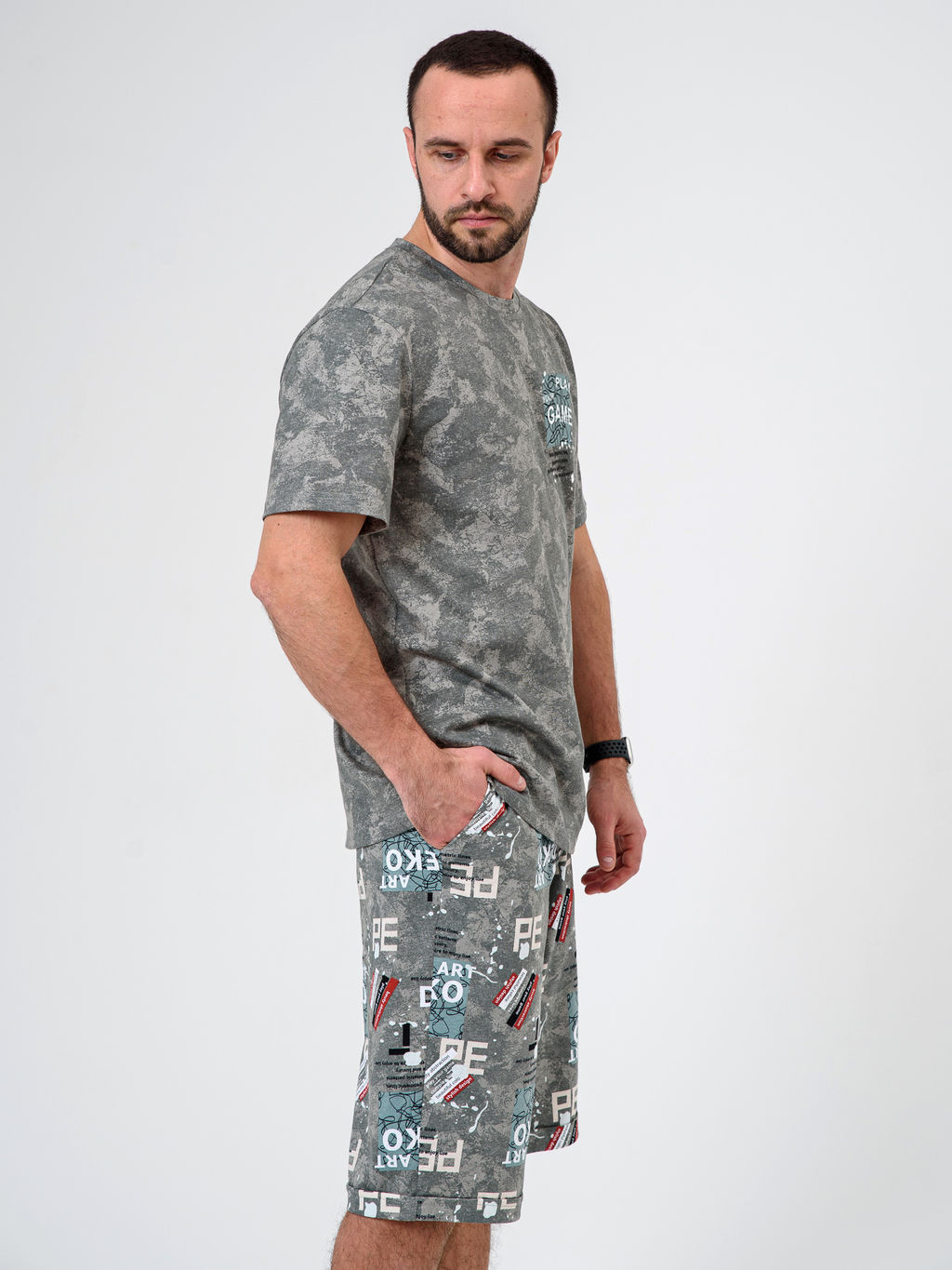 100% ХЛОПОК Комплект мужской "Техно" (бриджи)