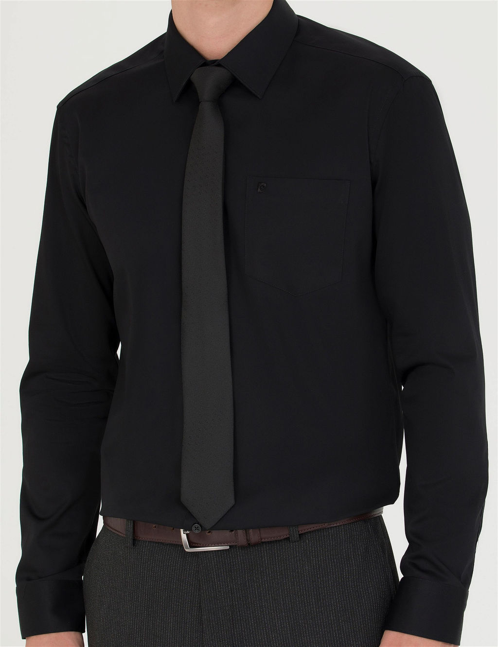 Siyah Regular Fit Uzun Kollu Basic G_mlek