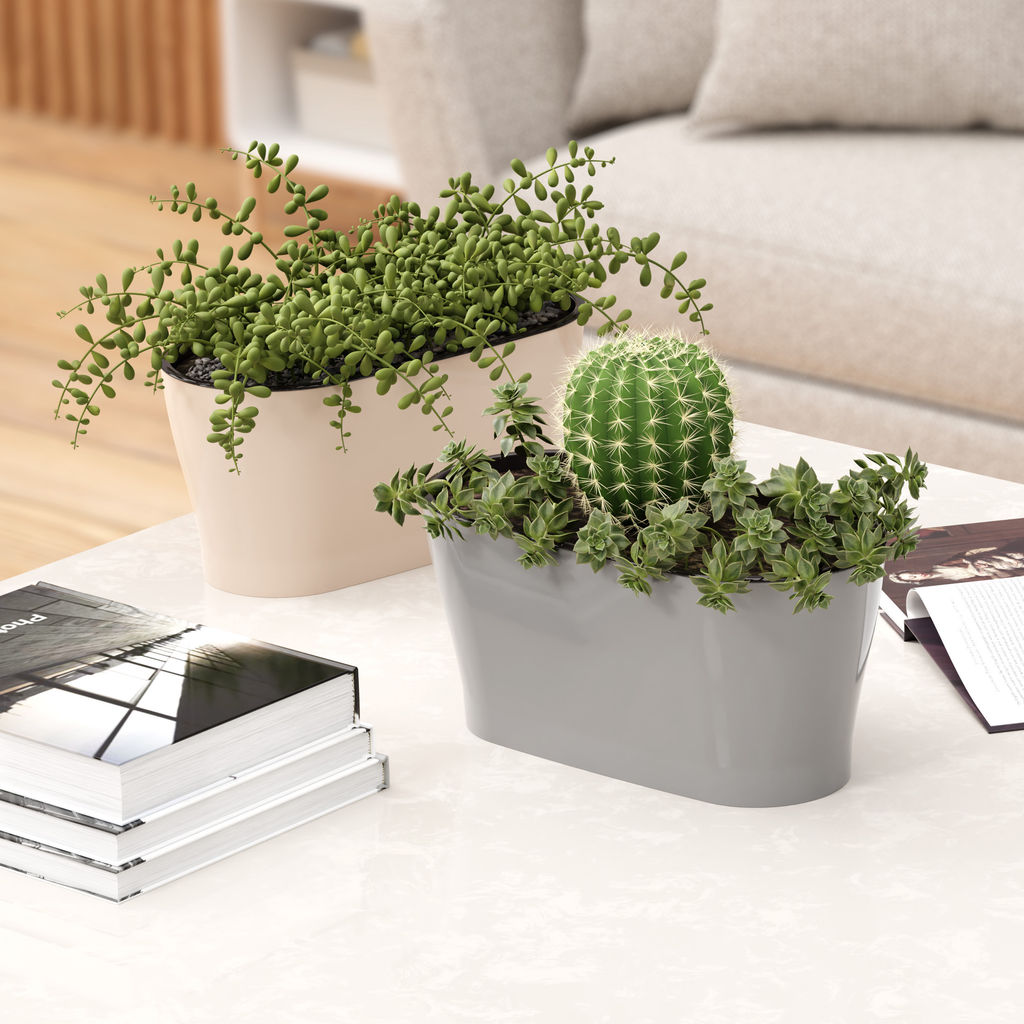 Горшок цветочный Лея 4л овальный двойной (с автополивом) (бежевый) М8590 - Альтернатива фото 9