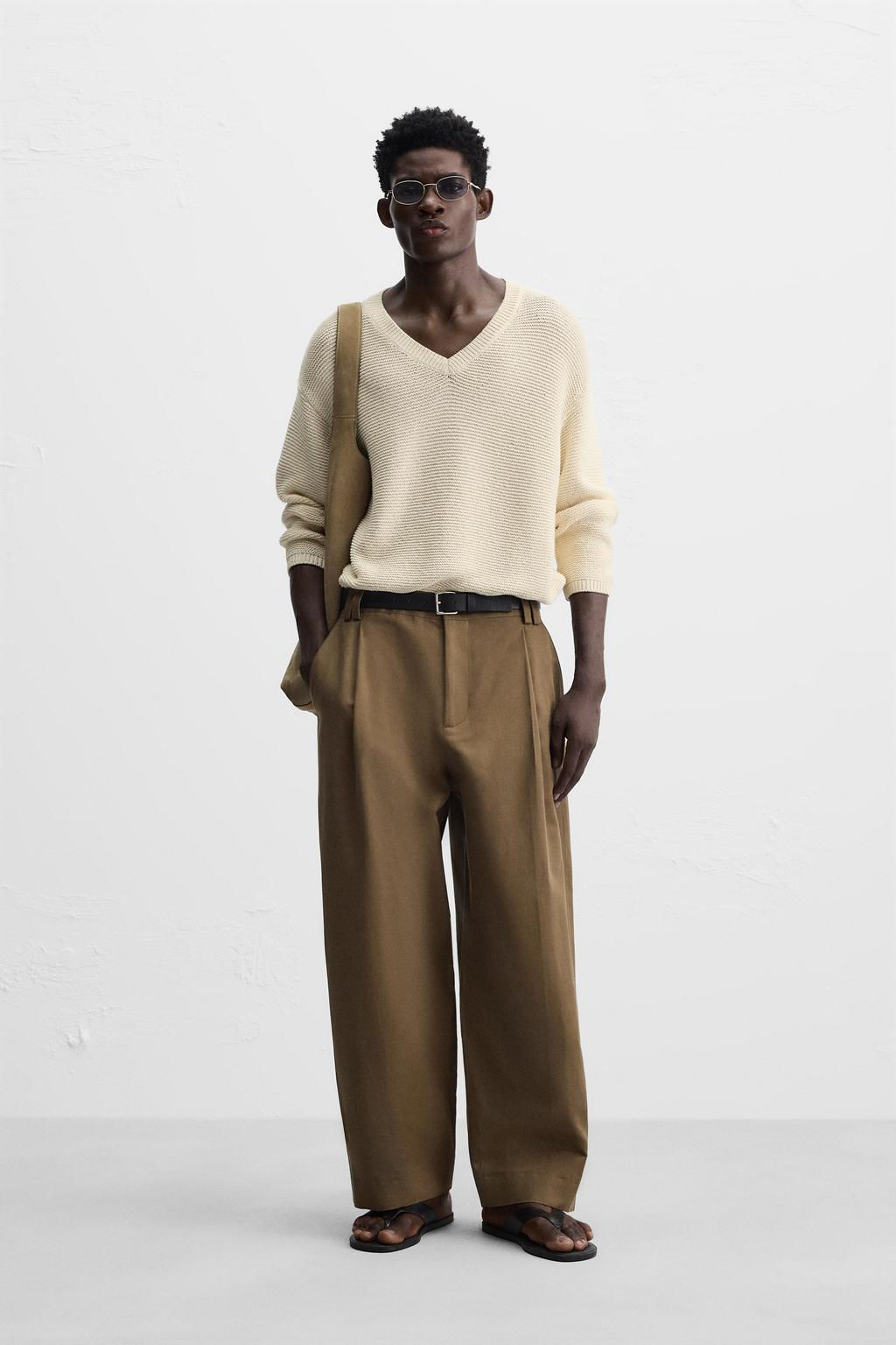 COTTON - LINEN BALLOON FIT TROUSERS - Zara фото 10