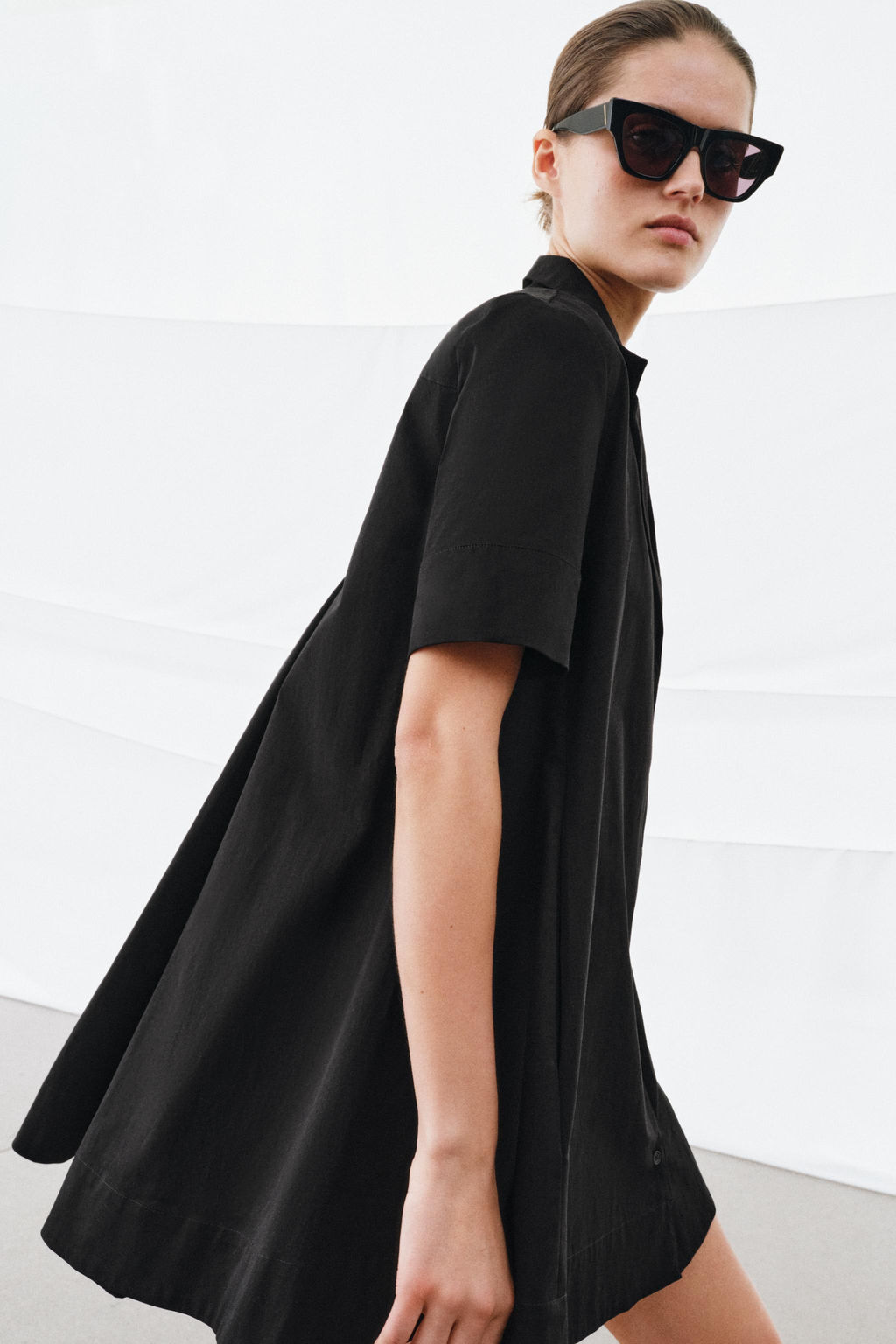 VESTIDO CORTO POPEL?N ZW COLLECTION / Negro - Zara фото 3