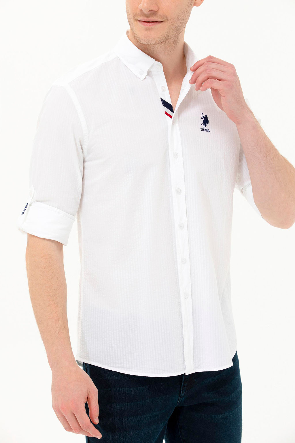 Мужская белая рубашка с длинным рукавом - U.s. polo assn фото 13