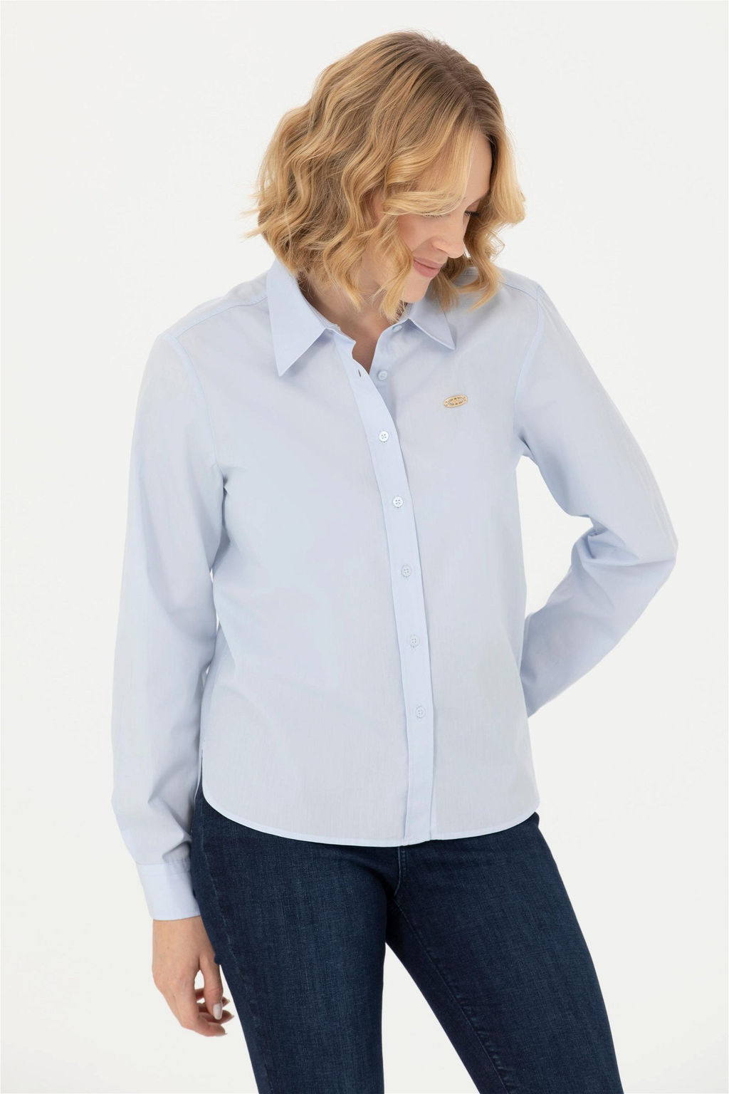 U. S. Polo Assn Женская голубая рубашка с длинным рукавом - U.s. polo assn фото 10