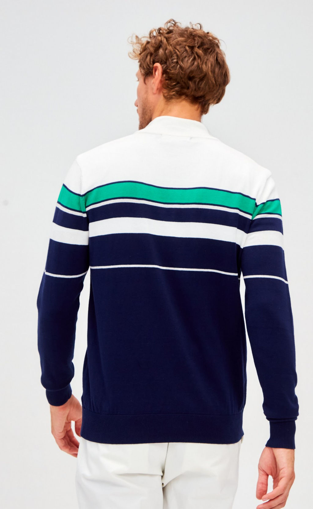 Джемпер мужской с воротом на молнии F221-15-1747 сине-зелёный