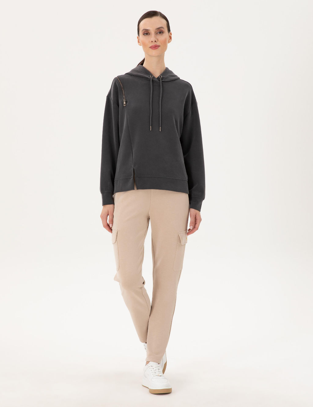 Antrasit Oversize Modal Kuma_ Sweatshirt - Pierre cardin фото 4