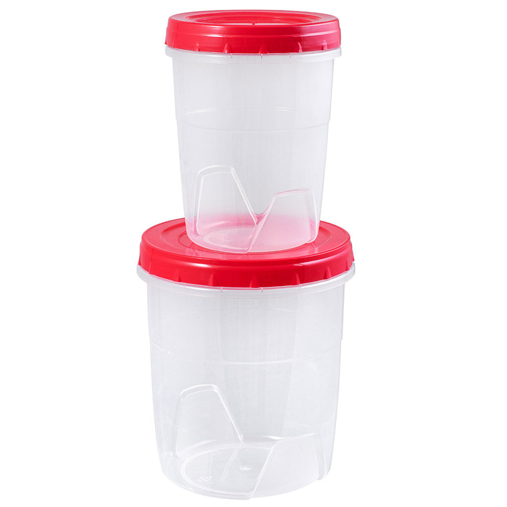 Банка для сыпучих продуктов пластмассовая, набор 2 предмета: 0,6л, 1,3л, закручивающаяся крышка (Россия) - Домашняя мода фото 2