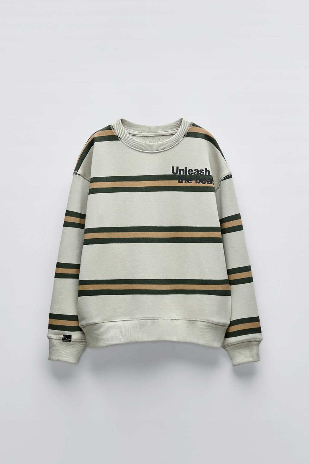 STRIPED SWEATSHIRT WITH SLOGAN - Zara фото 4