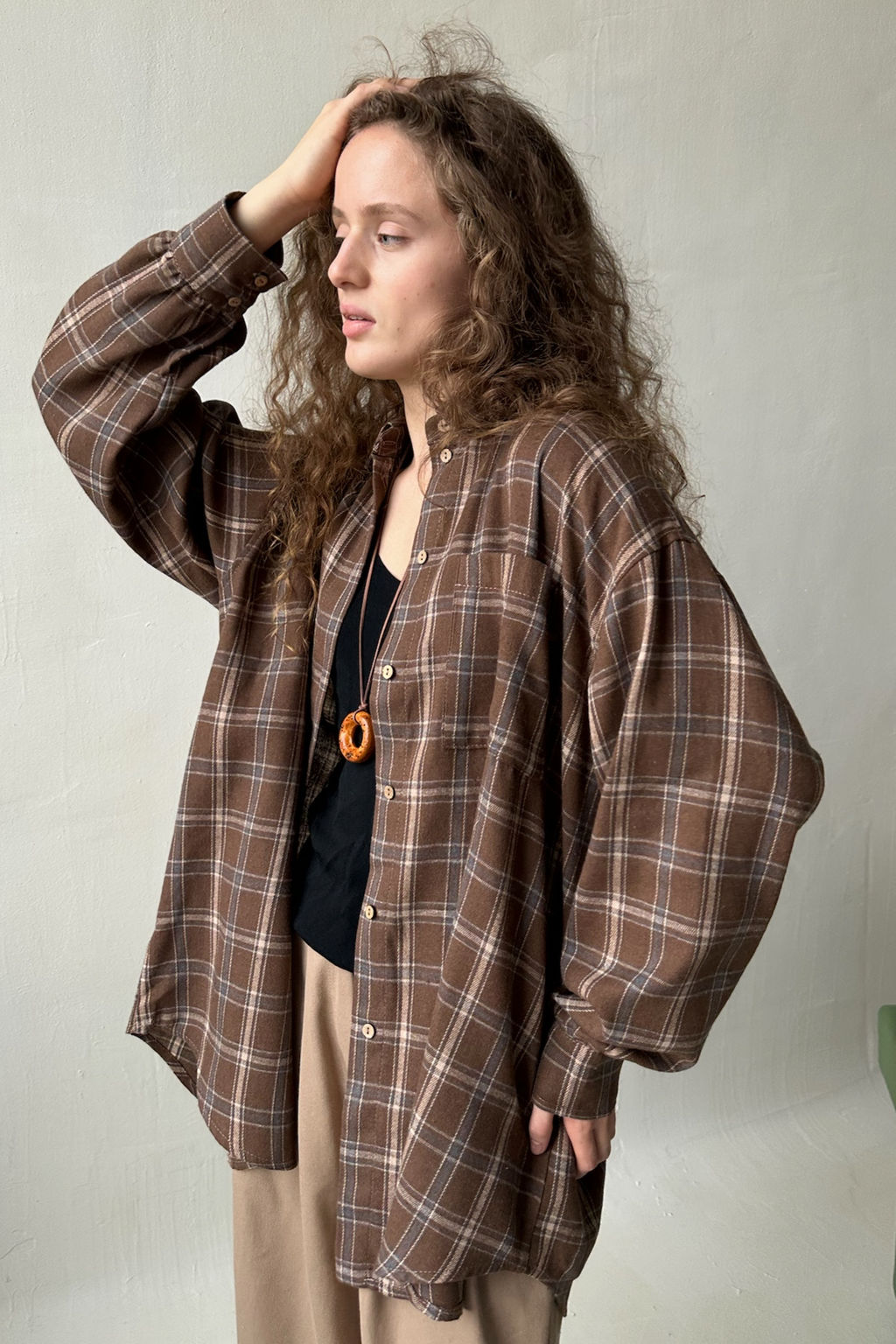 Рубашка женская HUG077/13/Коричневый, бежевый