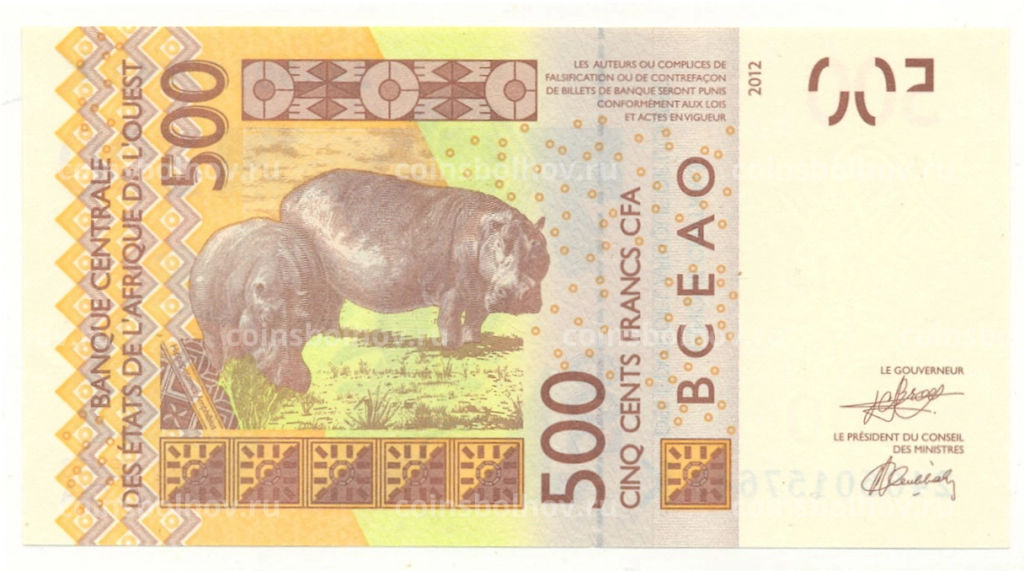 Банкнота 500 франков 2012 (2024) года Западная Африка  Литера К(Сенегал)
