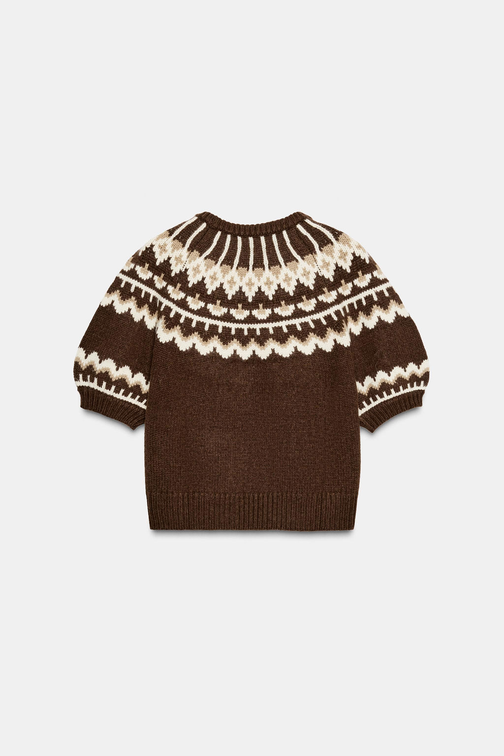 SHORT SLEEVE JACQUARD KNIT SWEATER - Zara фото 4
