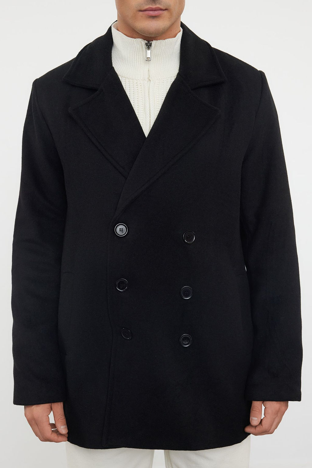 Trendyolmilla Man Haki Regular Fit Kruvaze Kapama Dokulu K?sl?k Kaban TMNAW23KB00002  фото 11