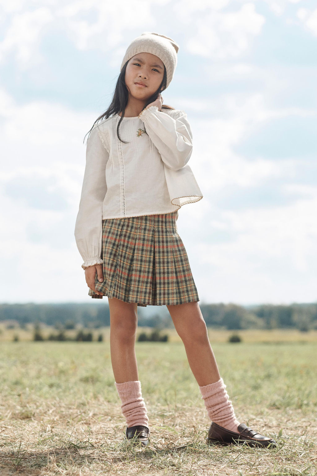 LIMITED EDITION HOUNDSTOOTH SKIRT WITH WOOL